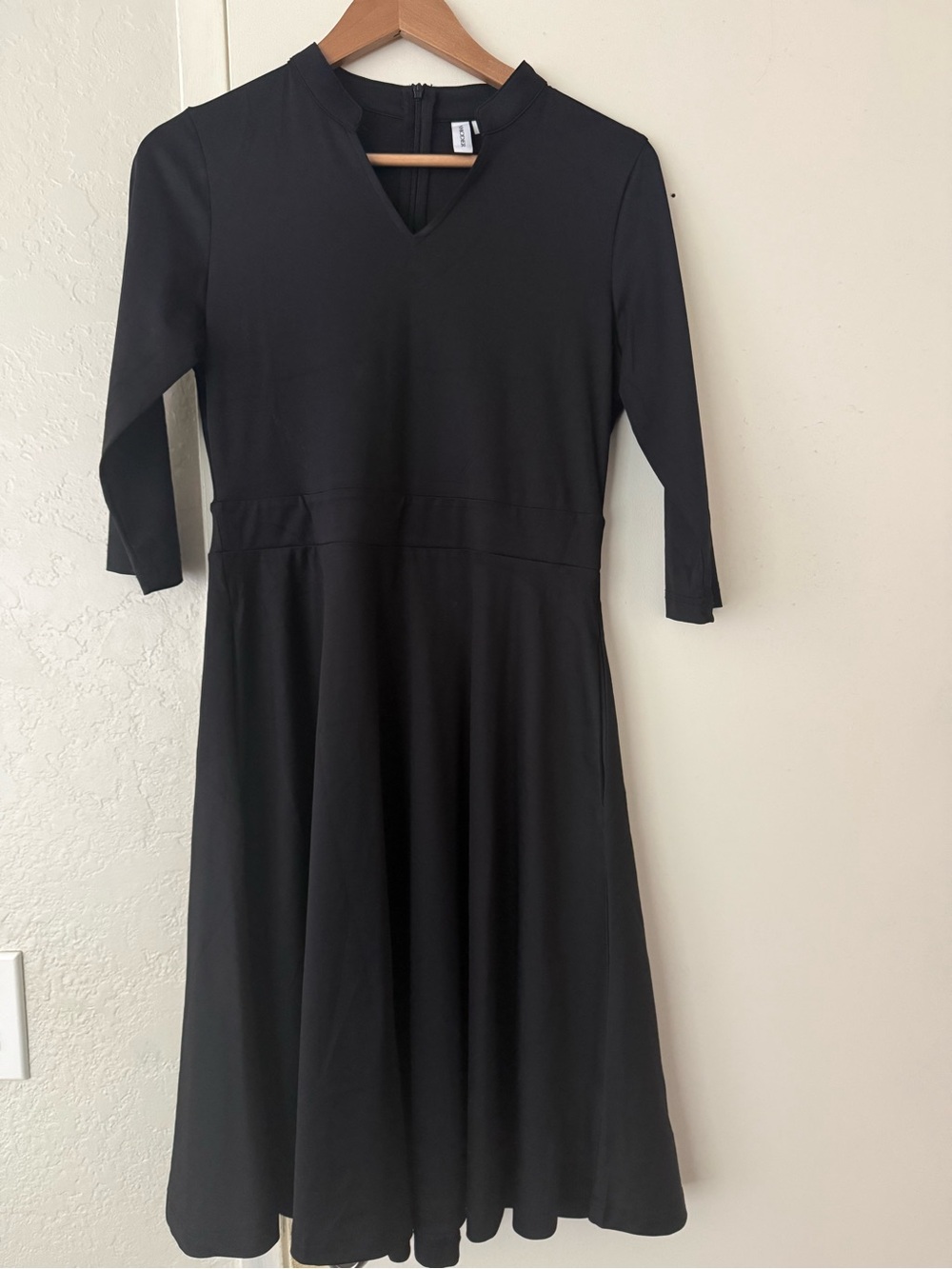 Classic Black V-Neck Midi Dress